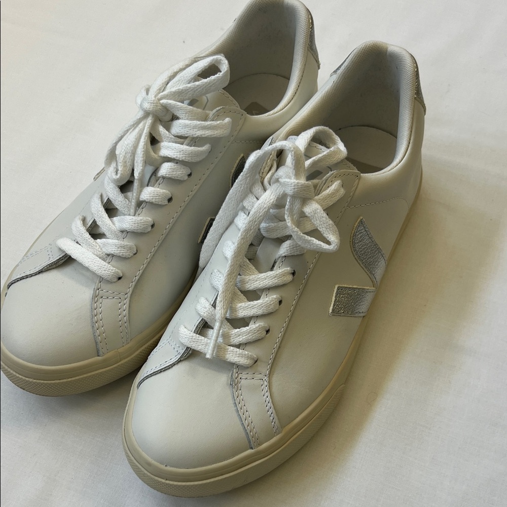 Veja White and Silver Women's Sneakers